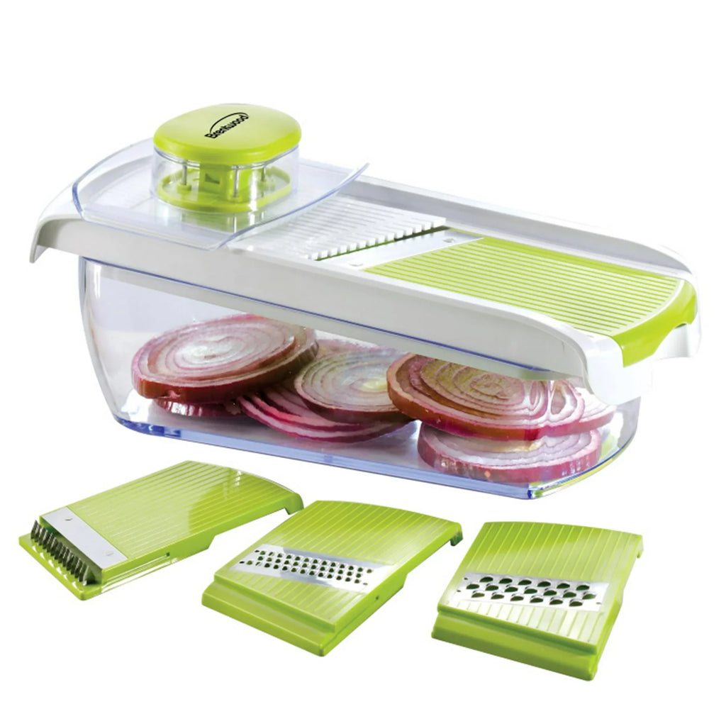 Brentwood Mandolin Sizelicer with 5-Cup Sizetorage Container and 4-Interchangeable Sizetainless Sizeteel Blades