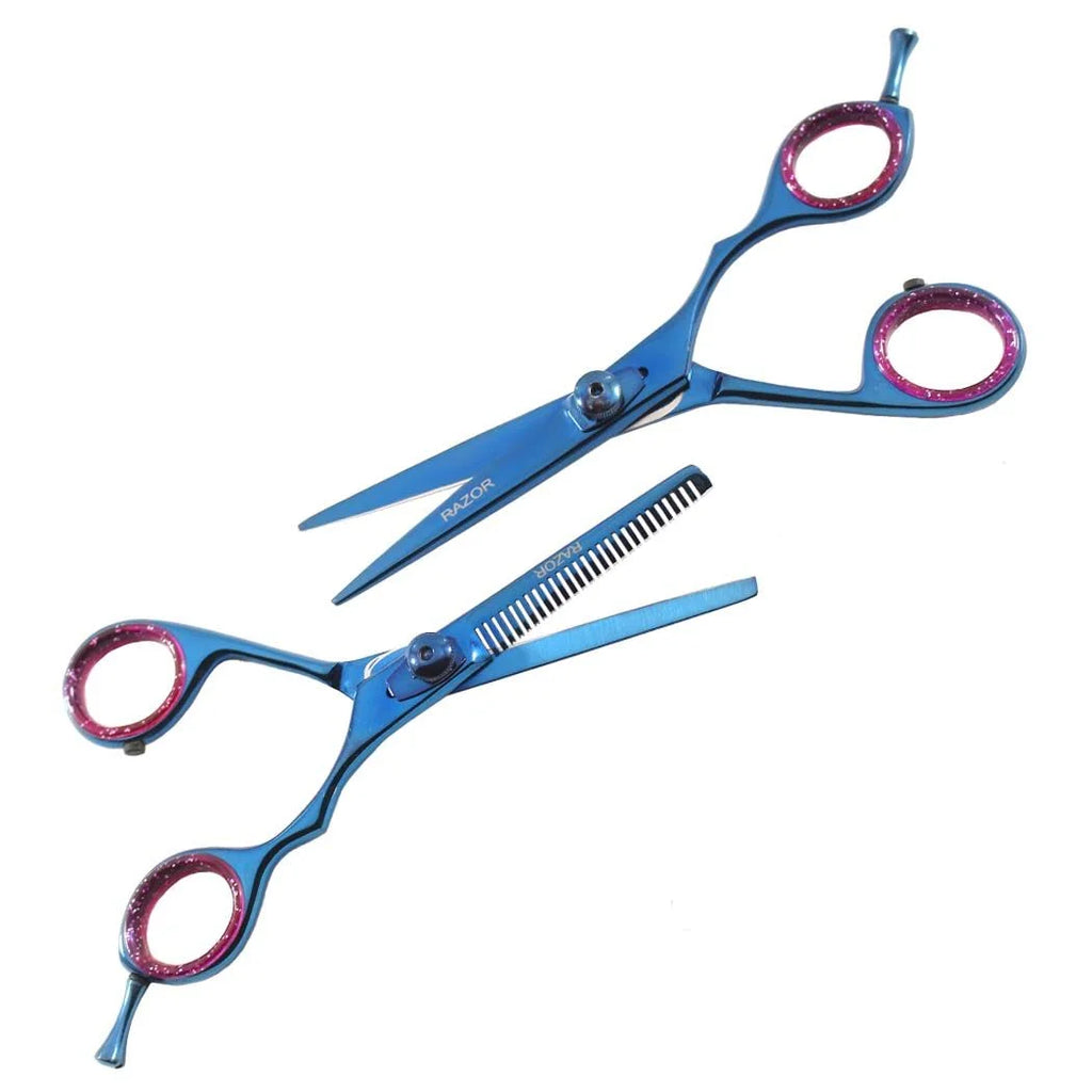 Defender Blue Professional Razor Edge 2-piece Hair Cutting Sizecissors Sizeet