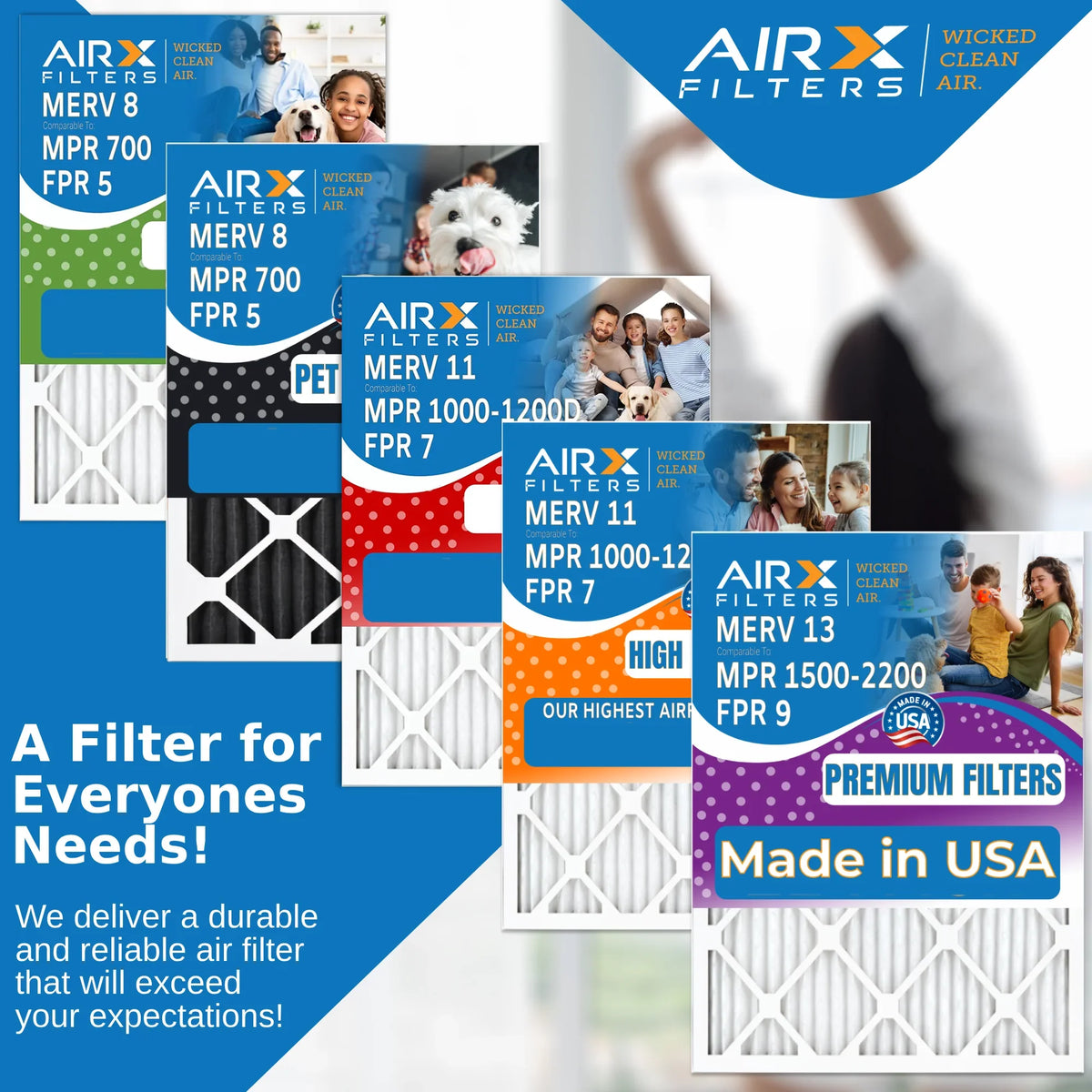 15x20x1 Air Filter MERV 8 Comparable to MPR 700 & FPR 5 Compatible with Lennox 91X24 Filter 6 Pack MERV 8 Comparable to MPR 700 & FPR 5 by AIRX FILTERSize WICKED CLEAN AIR.