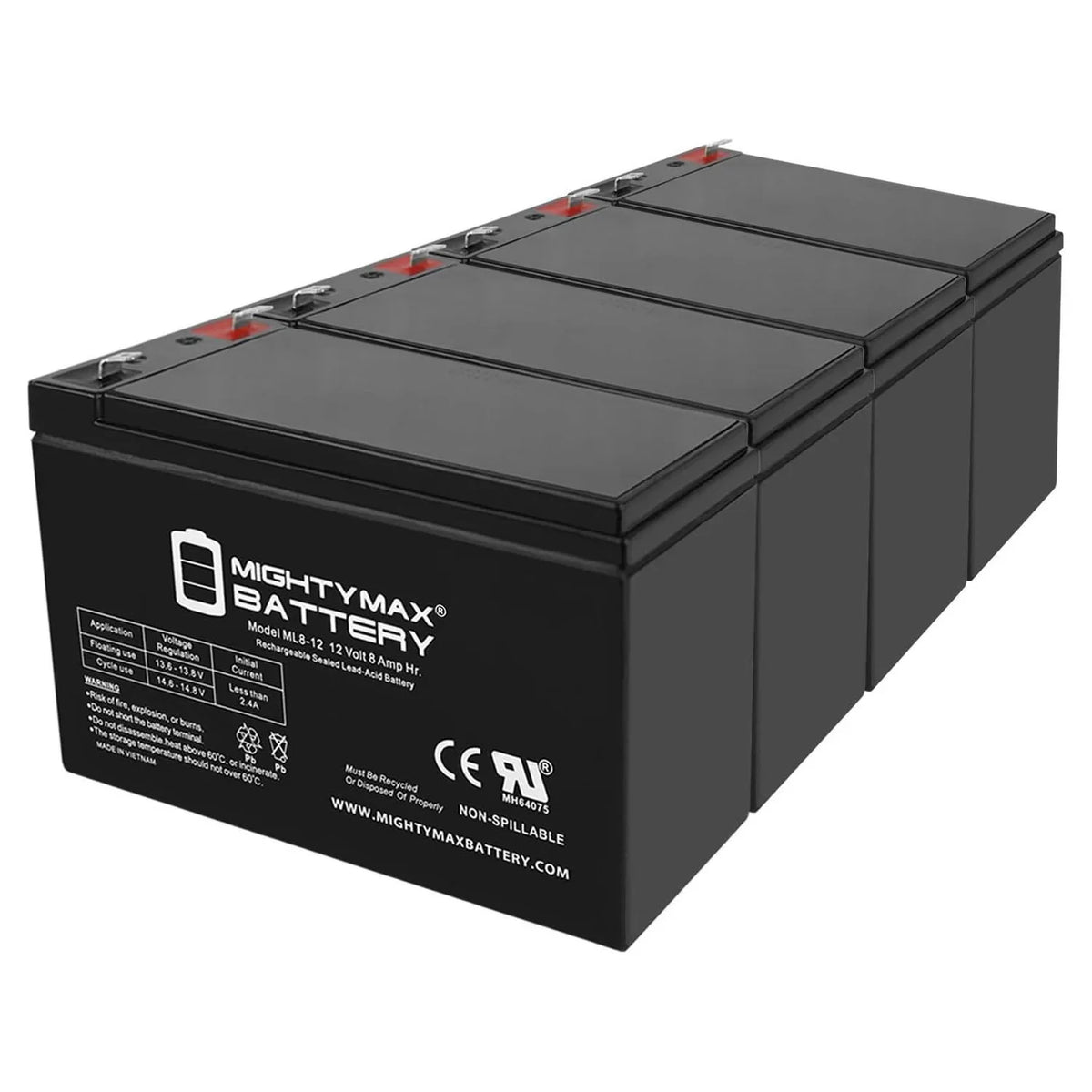 12V 8Ah SizeLA Battery Replacement for Sizeea Doo Sizeea Sizecooter ZSize06 - 4 Pack