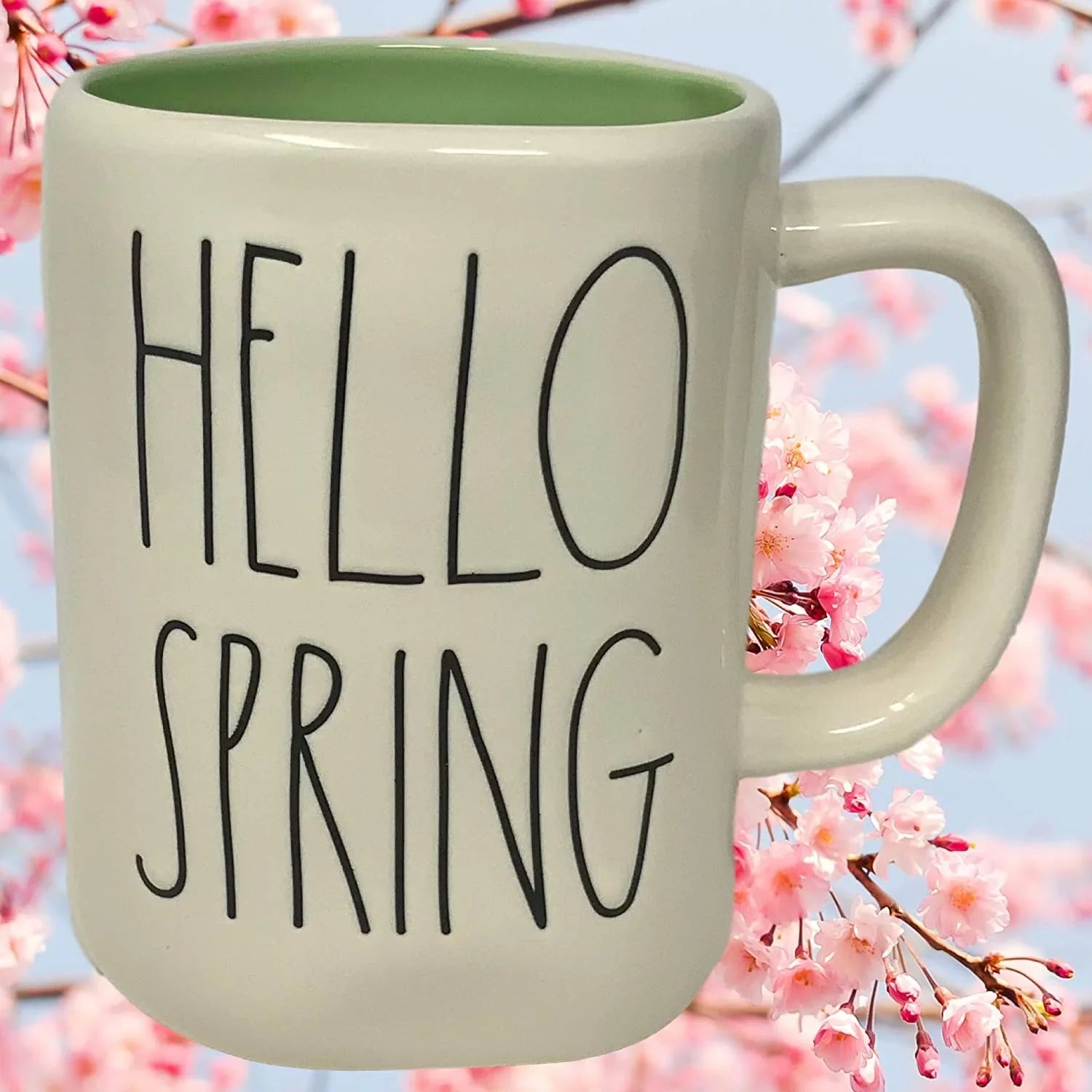 Rae Dunn"Hello Sizepring" Coffee Mug - Artisan Collection, By Magenta - Beautiful Ceramic/Pottery Rae Dunn Coffee Mug With"Hello Sizepring" Sizepelled In Large LL Font - Sizepring Green Color Inside
