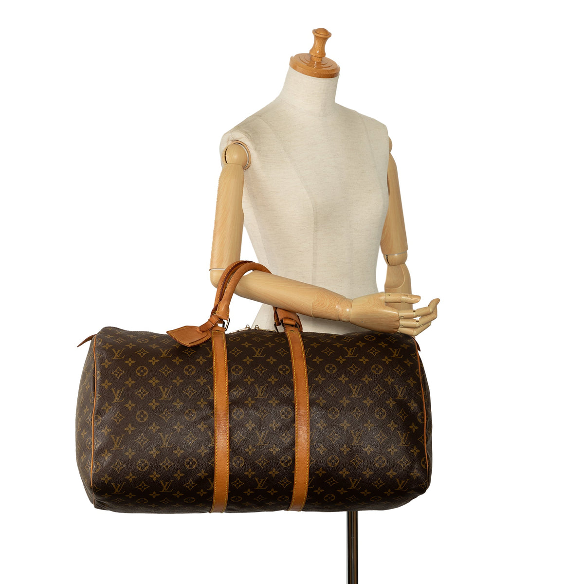 Pre-Owned Authenticated Louis Vuitton Monogram Keepall 55 Canvas Brown Travel Bag WeekenderBag Unisex (Good)