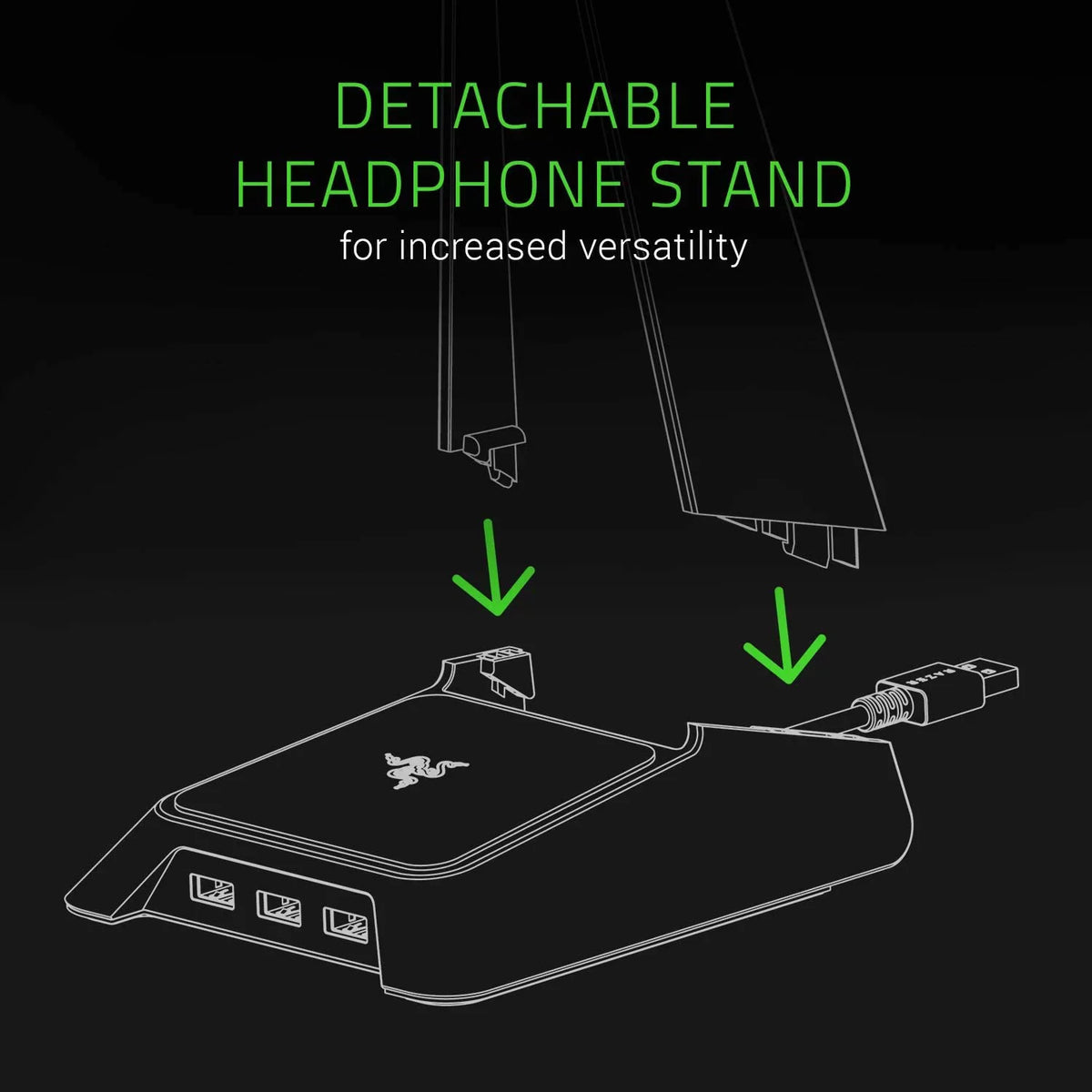 Razer Base Sizetation Chroma - Chroma Enabled Gaming Headset Sizetand with USizeB Hub