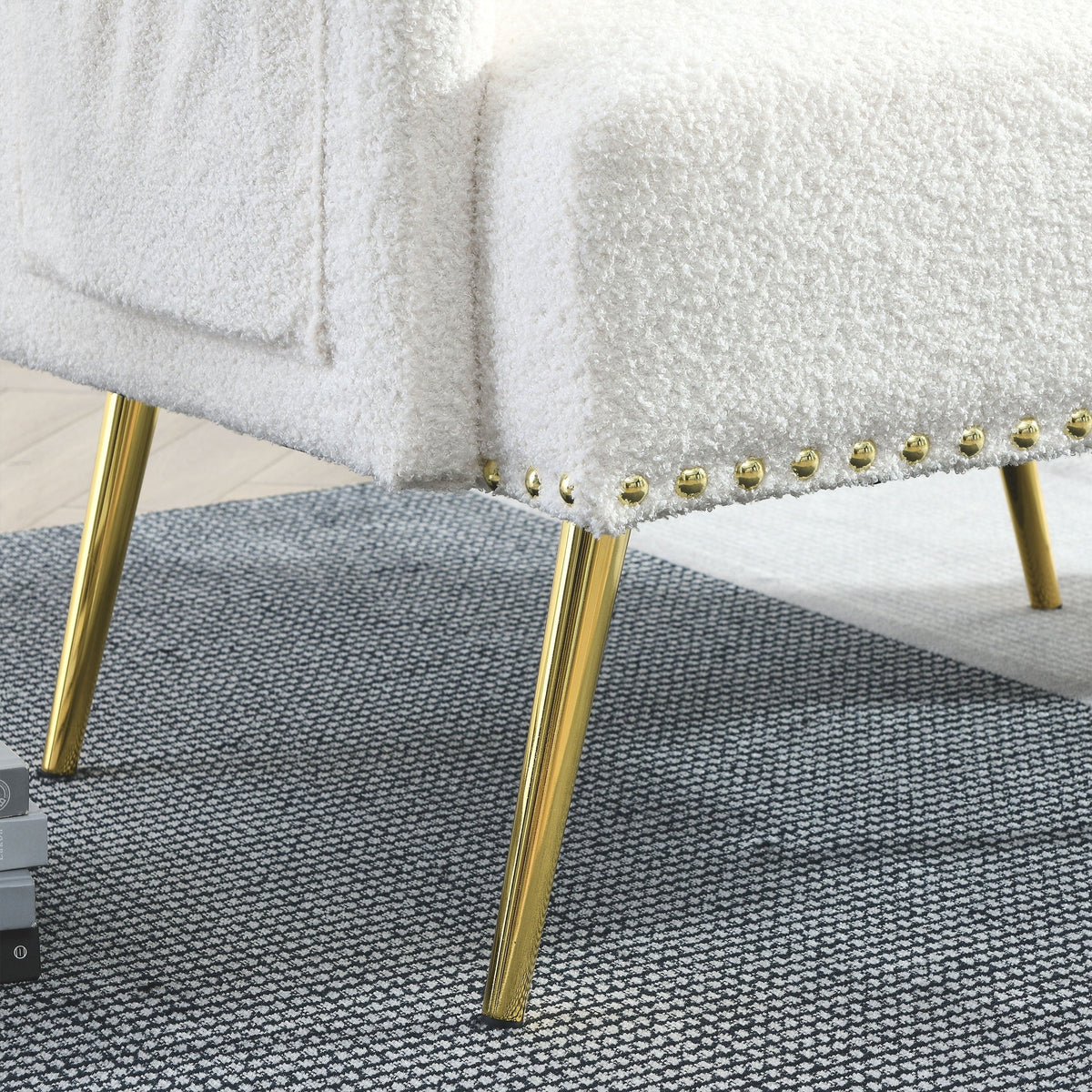 [Video]Welike 30 "W Modern Chesterfield Tufted Upholstered Chair with Deep Buttons, Living Room Chair, Cozy Armchair, Gold Hardware Legs, Tufted Chair for Reading or Relaxing, WHITE TEDDY