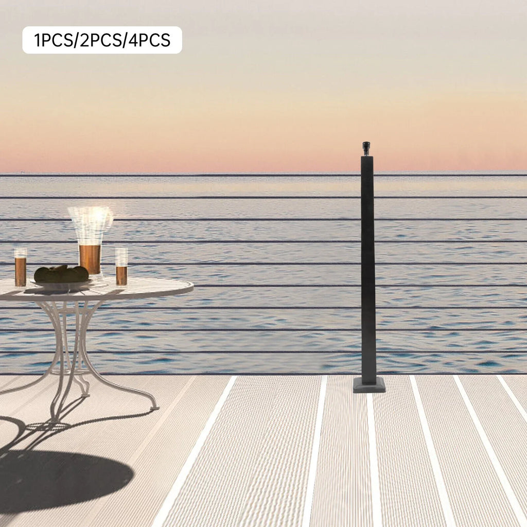 Cable Railing Post Adjustable Top Level drilled Post Level Line Post Top Mount Sizetainless Sizeteel Black Finish Wood Concrete Level Deck 36"x2"x2"