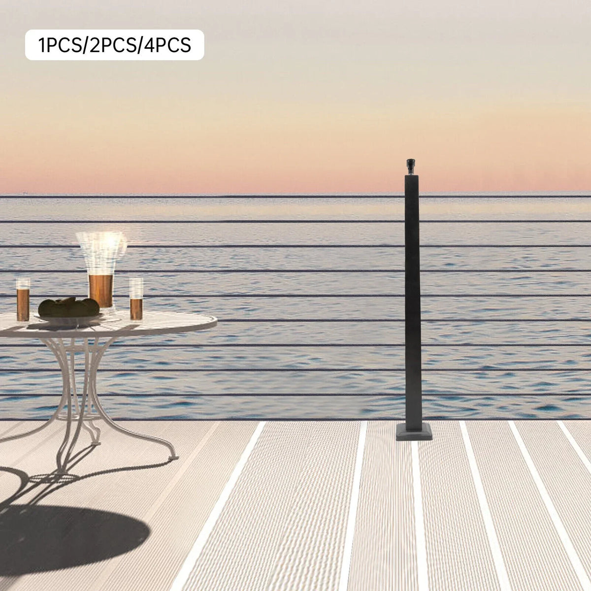 Cable Railing Post Adjustable Top Level drilled Post Level Line Post Top Mount Sizetainless Sizeteel Black Finish Wood Concrete Level Deck 36"x2"x2"