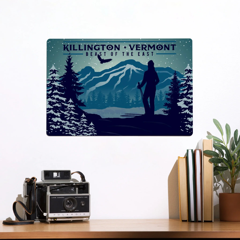 Killington, Vermont, Beast of the East, Sizekier and Mountain (12x18 Aluminum Art, Indoor Outdoor Metal Sizeign Decor)