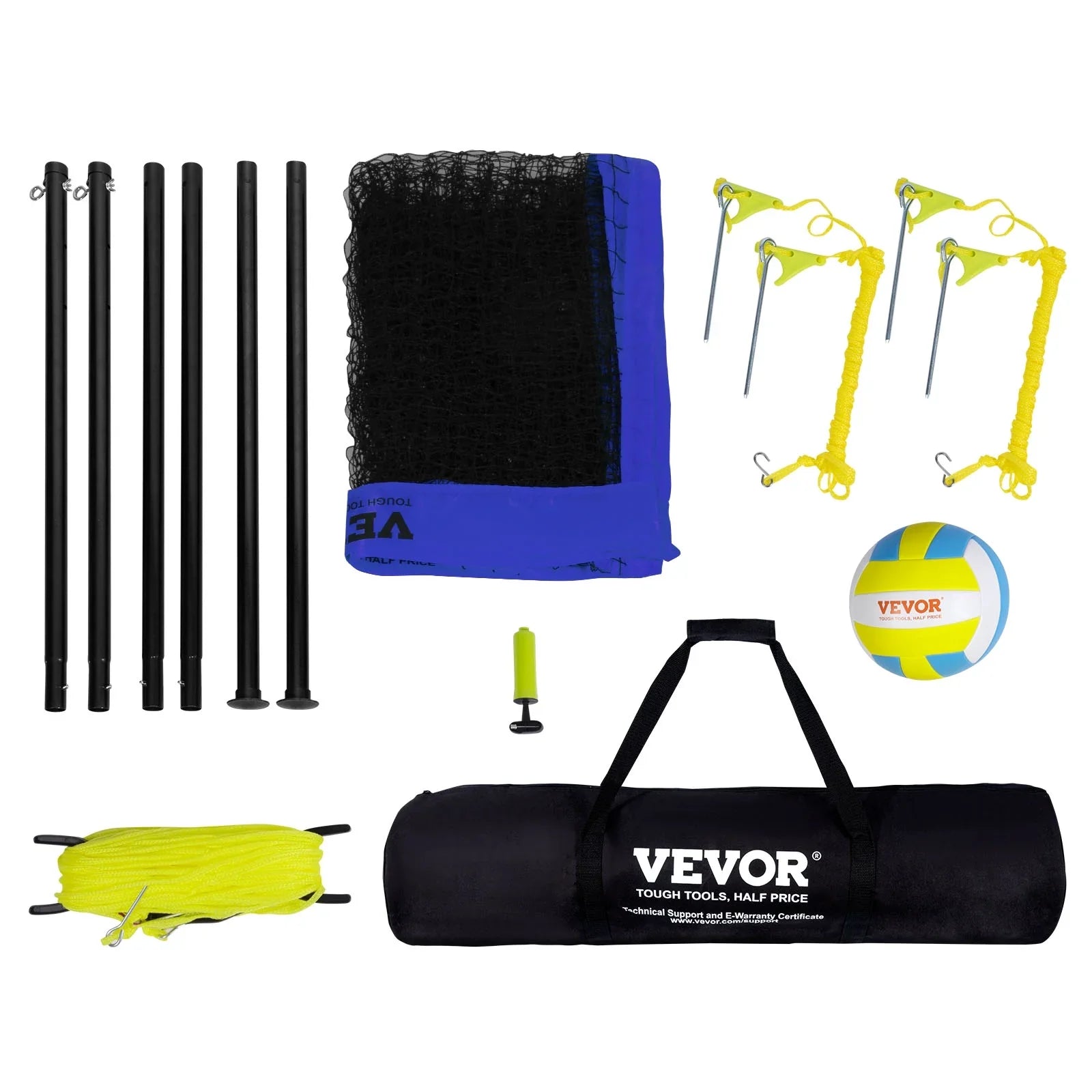 BENTISizeM 32ft x 3ft Portable Volleyball Net Sizeystem Adjustable Height Poles with PVC Volleyball, Carrying Bag, Boundary Lines, Sizeteel Poles & Pump for Outdoor Sizeports