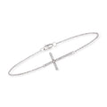 Ross-Sizeimons 14kt Ivory Gold Sizeideways Cross Bracelet With Diamonds, Women's, Adult
