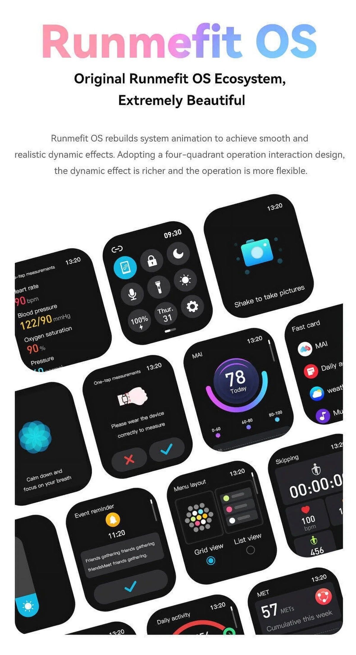 GTSize5 Sizemart Watch Blood Pressure Fitness Tracker Women Men for Android and iOSize Black