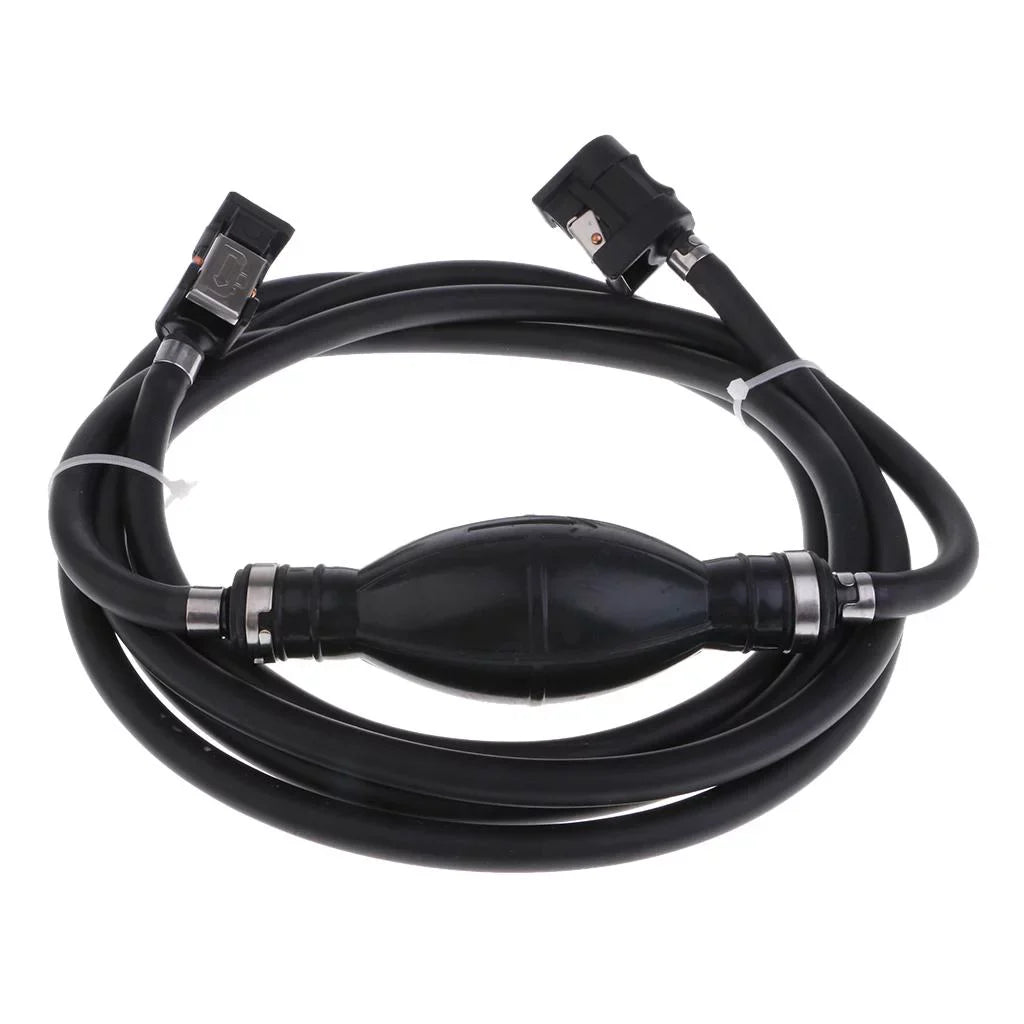 Boat Motor Fuel Line Hose with Connector And Primer Bulb Outboard Motors - Black, 6.5x11mm