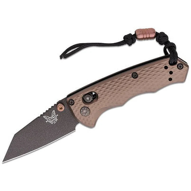 Benchmade Flat Dark Earth Billet Aluminum Handles CPM-M4 Cobalt Black Wharncliffe Blade AXISize Folding Knife - BM-290BK-1