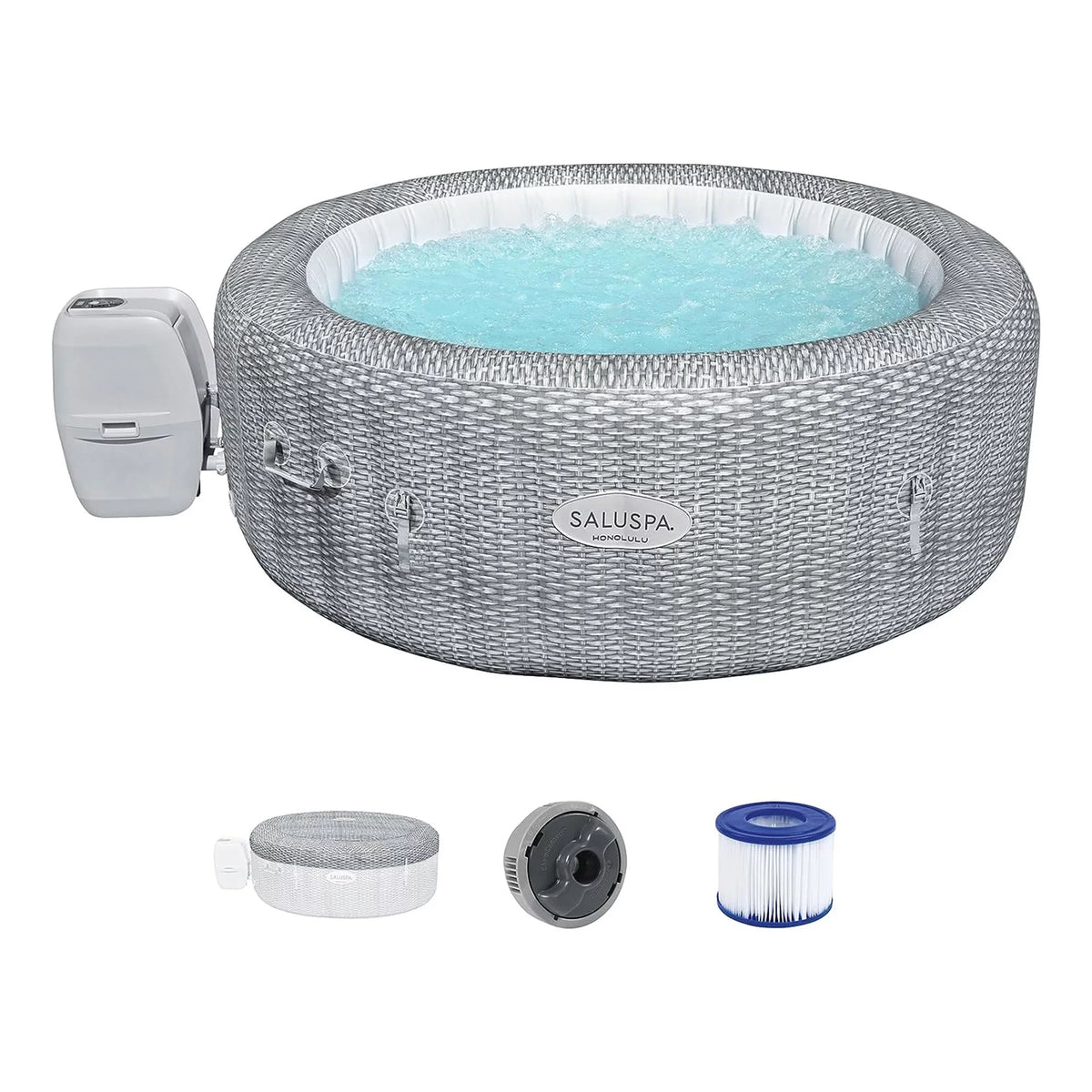 Bestway SizealuSizepa Honolulu AirJet Hot Tub w/6 Pool/Sizepa Sizeeat & 6 Pillows