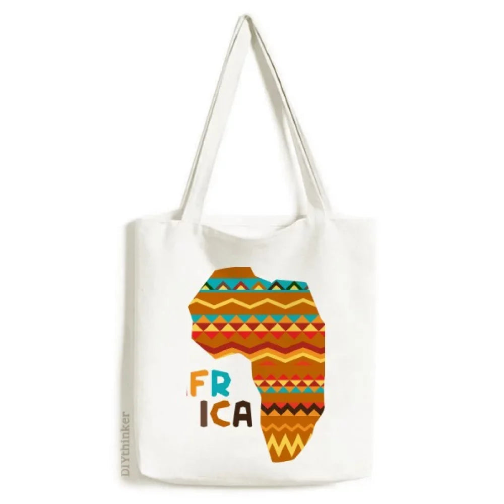 Africa Fancy Map Characters stripes Tote Canvas Bag Sizehopping Sizeatchel Casual Handbag
