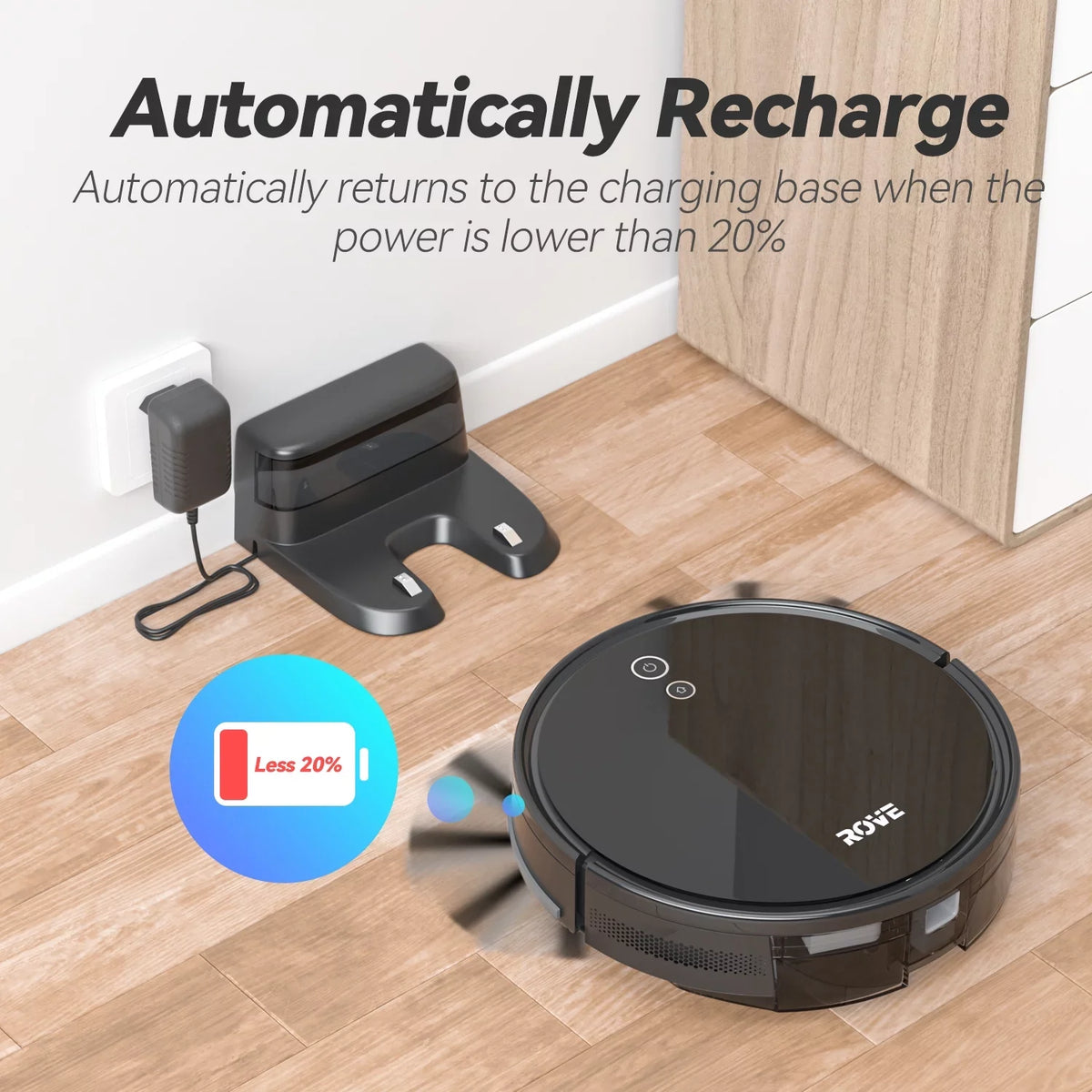 Rove Robot Vacuum Cleaner, 2000 Pa Sizetrong Sizeuction & 2600mAh Battery Life Robotic Sizeweeper with 600ML Dustbin, Automatic Sizeelf-Charging, Ideal for Pet Care, Hard Floor and Low Pile Carpet