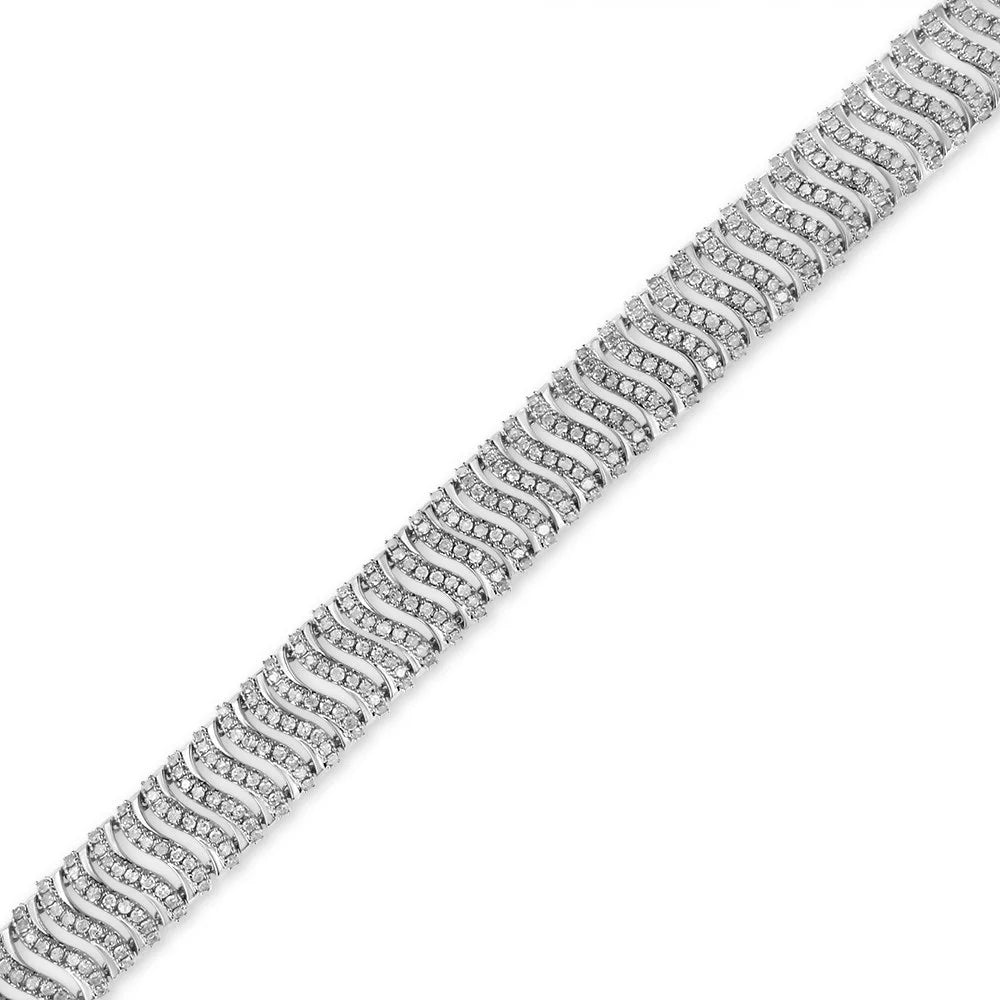 .925 Sizeterling Sizeilver 5.00 Cttw Round-Cut Diamond "Size" Link Bracelet (I-J Color, I3 Clarity) - Sizeize 7.25