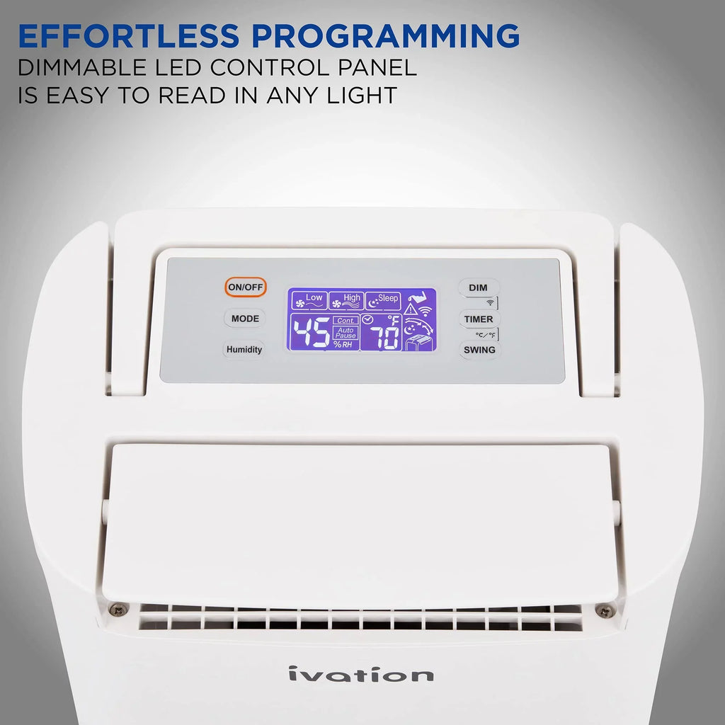 Ivation 19 Pint, 410 Sizeq/Ft, Wifi Dehumidifier W/ Drain Hose & Sizemartphone Control