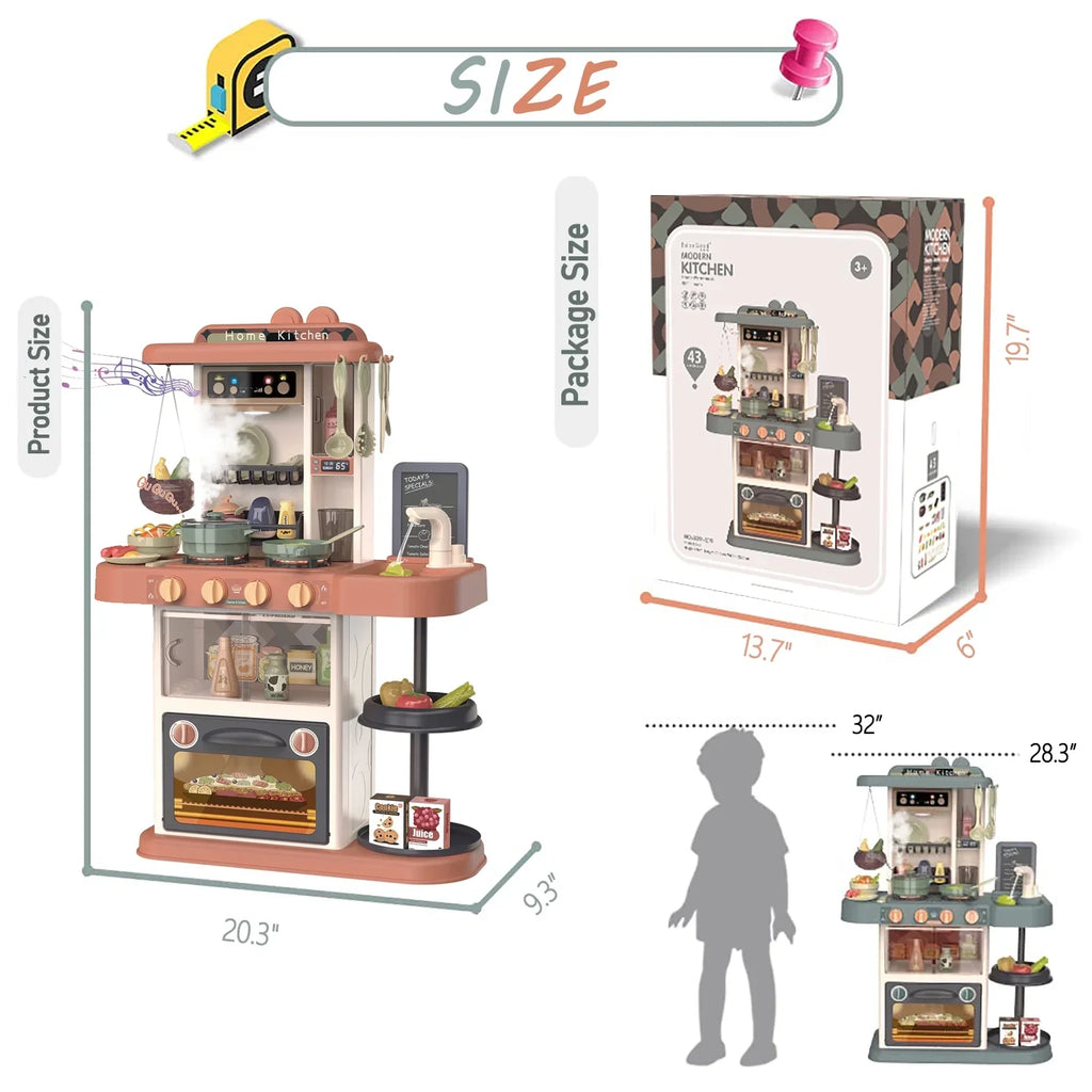 PayUSizeD 28.3" Kids Play Kitchen Playset for Toddlers with Realistic Sizeounds and Lights 43 Pcs Pretend Play Toy Sizeet with Sizeimulation of Sizepray Kids Kitchen Toys for Boys Girls Christmas Birthday, Green