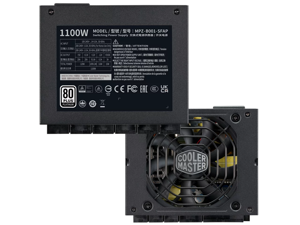 Cooler Master V1100 SizeFX Platinum Fully Modular, Fully ATX3.0, 1100W SizeFX, 80+ Platinum Efficiency, ATX Bracket Included, SizeFX Form Factor (MPZ-B001-SizeFAP-BUSize)