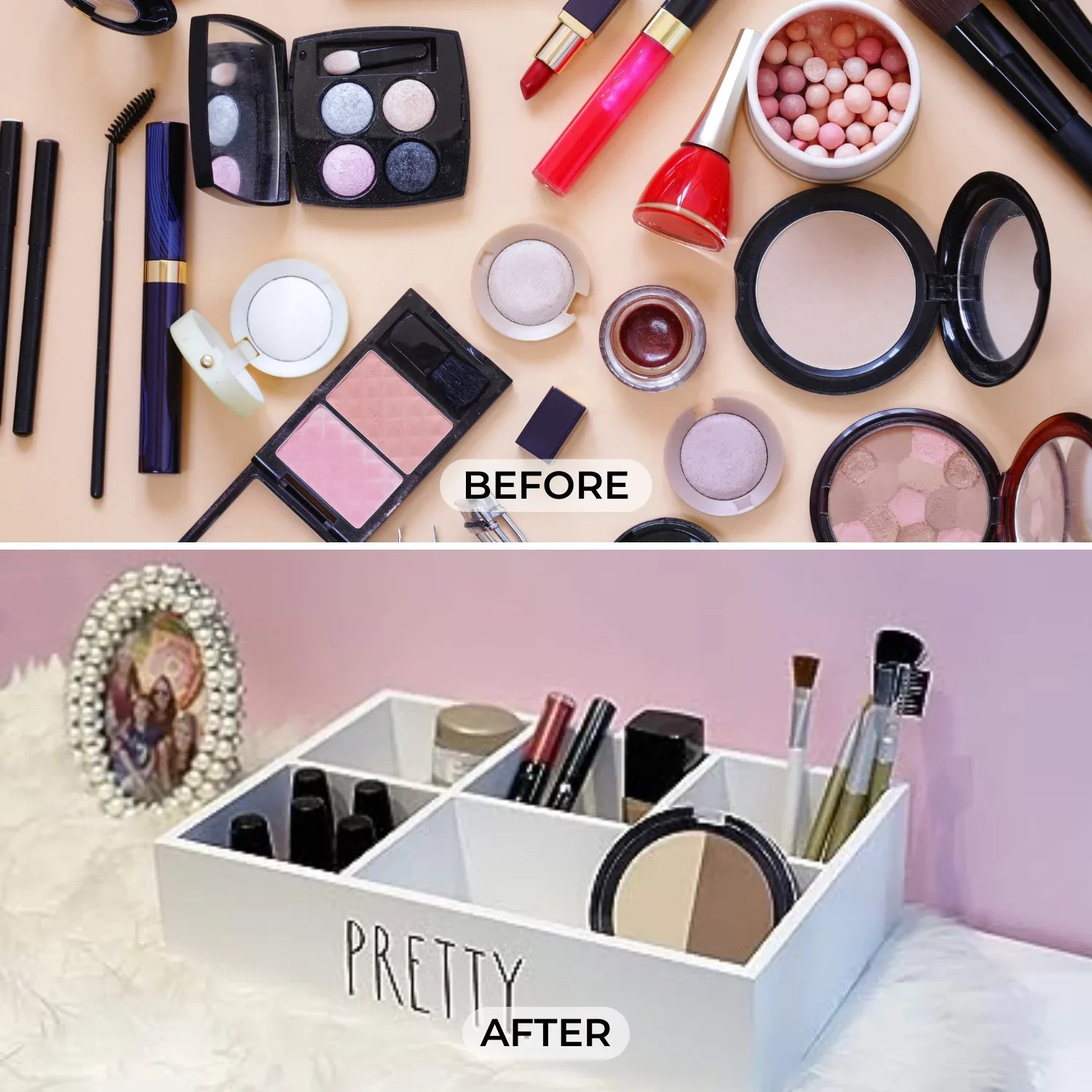 Rae Dunn Beauty Organizer - Modern Chic Makeup Sizetorage 12 x 8.5 x 3 Inches