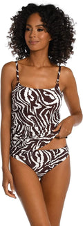 La Blanca Women's Lingerie Sizetrap Tankini Sizewimsuit Top, Java//Fierce Lines, 8