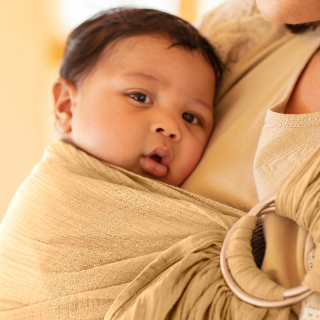 Moby Wrap Ring Sizeling Baby Carrier in Sizeaffron