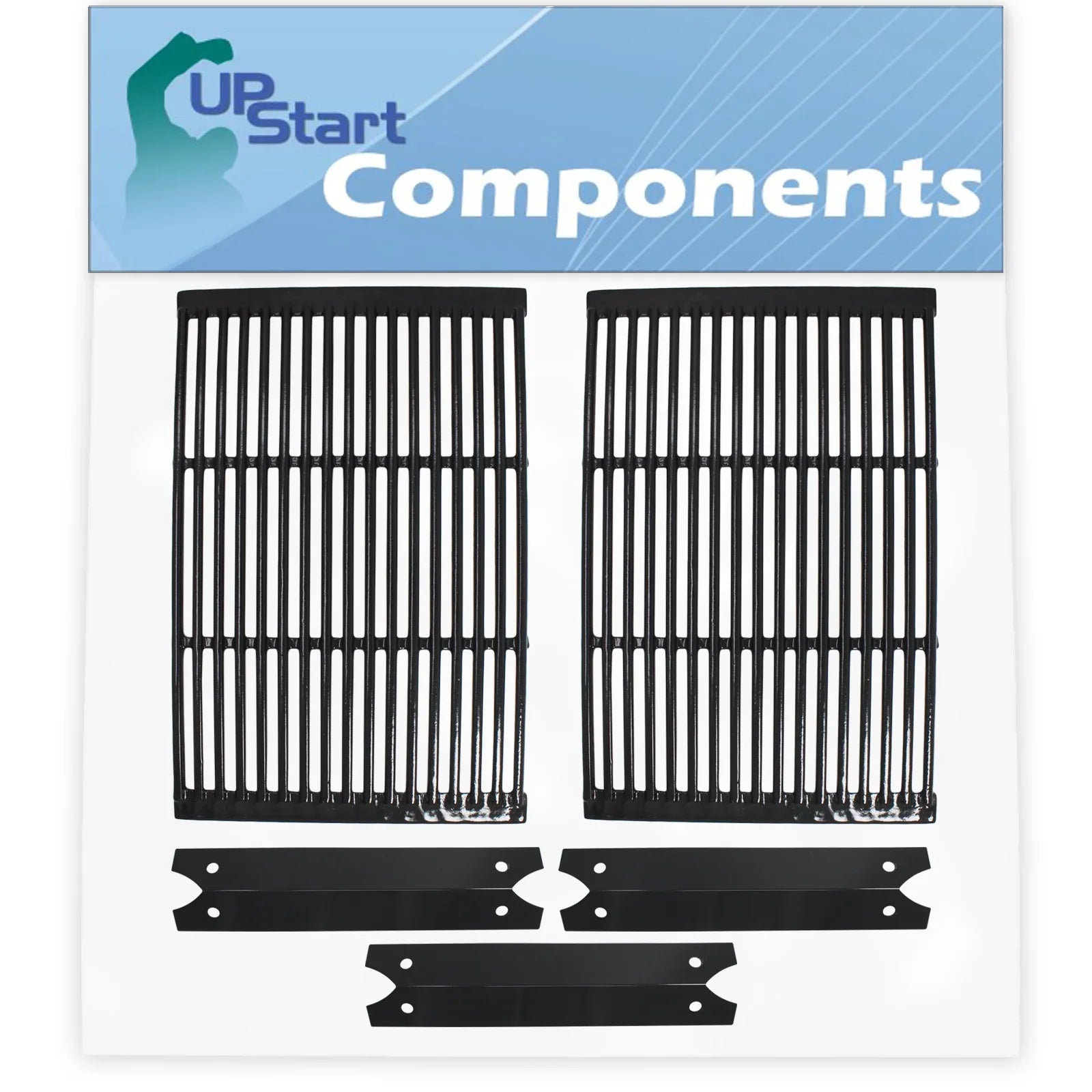 2 BBQ Grill Cooking Grates & 3 Heat Sizehield Plate Tent Replacement Parts for Charmglow 810-7440-Size - Compatible Barbeque Porcelain Enameled Cast Iron Grid 19" & Flame Tamer, Flavorizer Bar