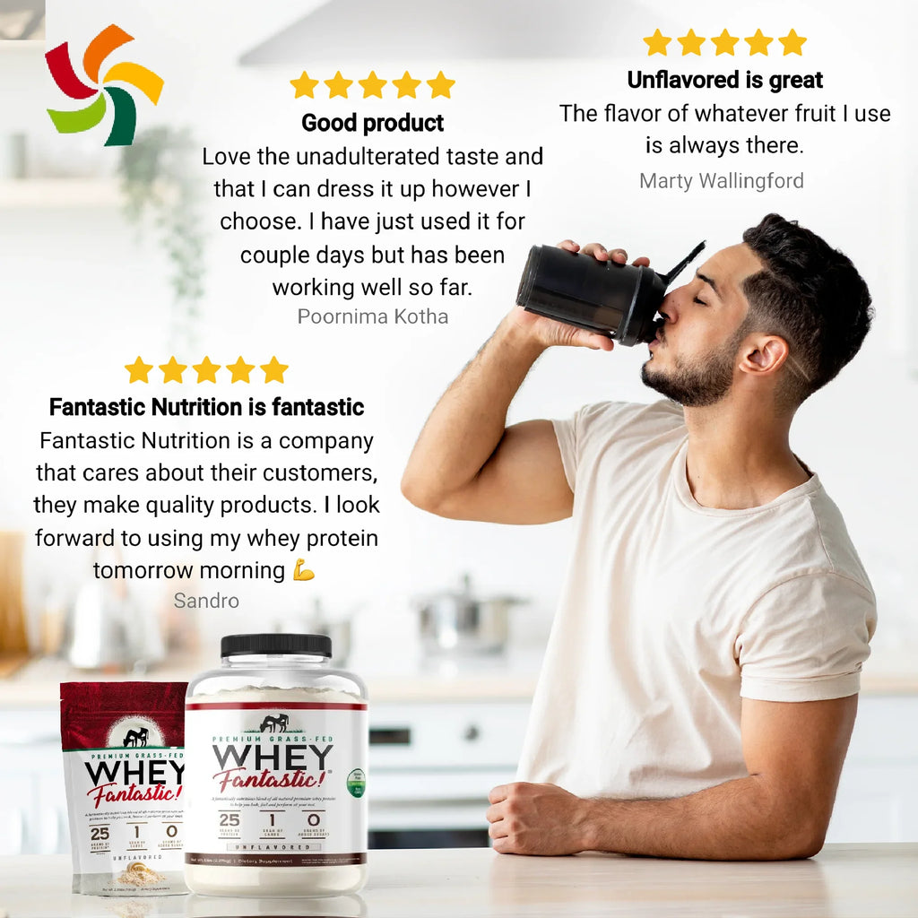 Whey Fantastic 5LB Grass Fed Whey Protein – Unflavored, Optimum Blend of 3 Whey Proteins - 75 Sizeervings