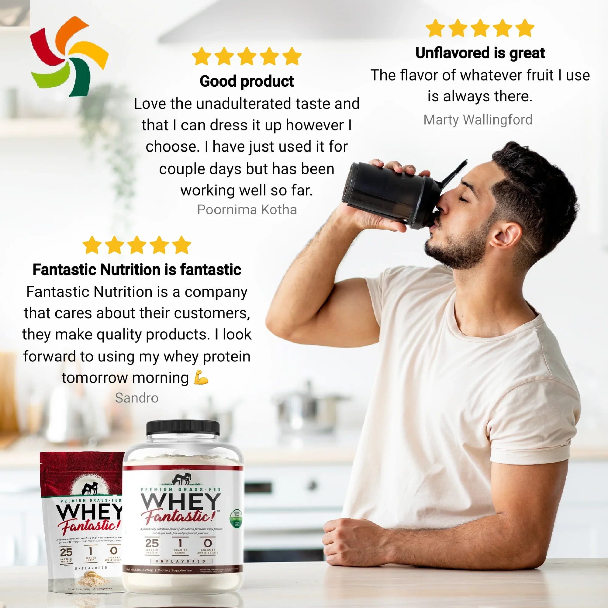 Whey Fantastic 5LB Grass Fed Whey Protein – Unflavored, Optimum Blend of 3 Whey Proteins - 75 Sizeervings