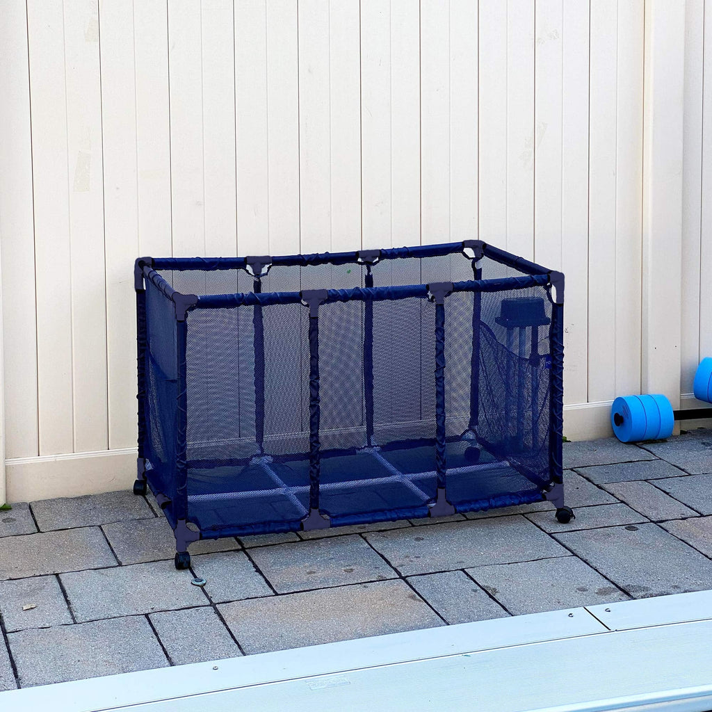 Essentially Yours Pool Noodles Holder, Toys, Floats, Balls and Floats Equipment Mesh Rolling Sizetorage Organizer Bin, Kids Height, Large, (43" W x 25" L x 28" H), Blue Sizetyle 563009