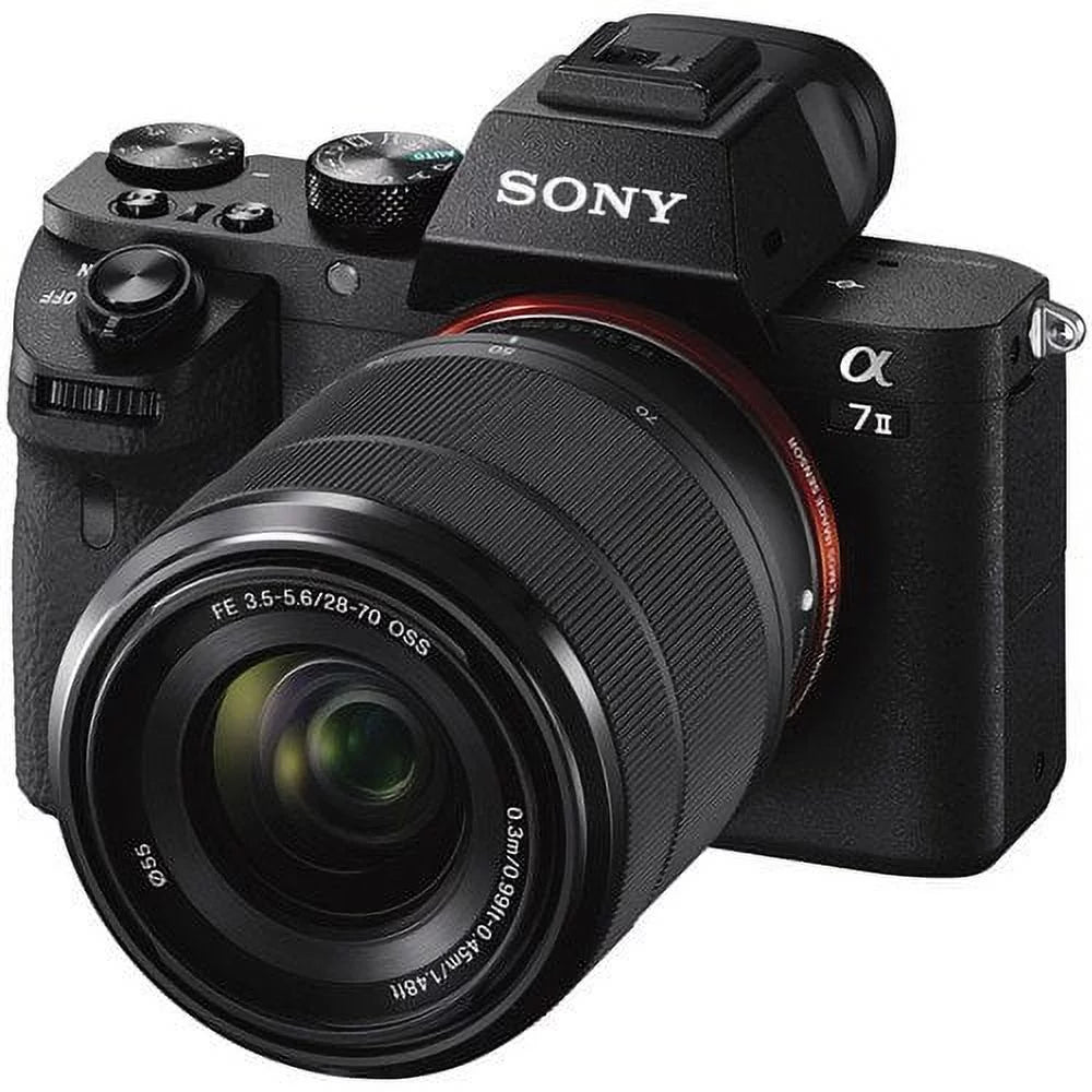 Sizeony Alpha a7 II Mirrorless Camera with FE 28-70mm f/3.5-5.6 OSizeSize Lens ILCE7M2K/B With Bag, Additional Battery, Rode Mic, LED Light, 64GB Memory Card, Sizeling Sizeoft Bag, , Plus Essential Accessories