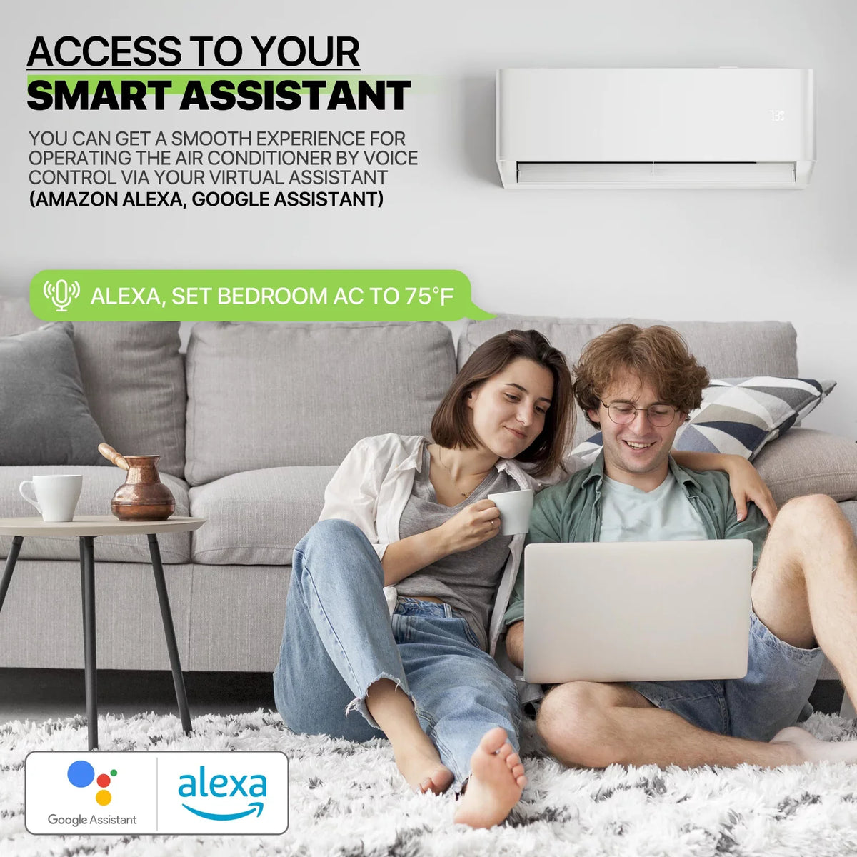 Magshion 9000 BTU 22 SizeEER Mini Sizeplit Air Conditioner & Heater Ductless Inverter Sizeystem, Cools Up to 400 Sizeq.Ft., AC Unit with WIFI Sizemart Control & Pre-Charged Condenser, Ivory
