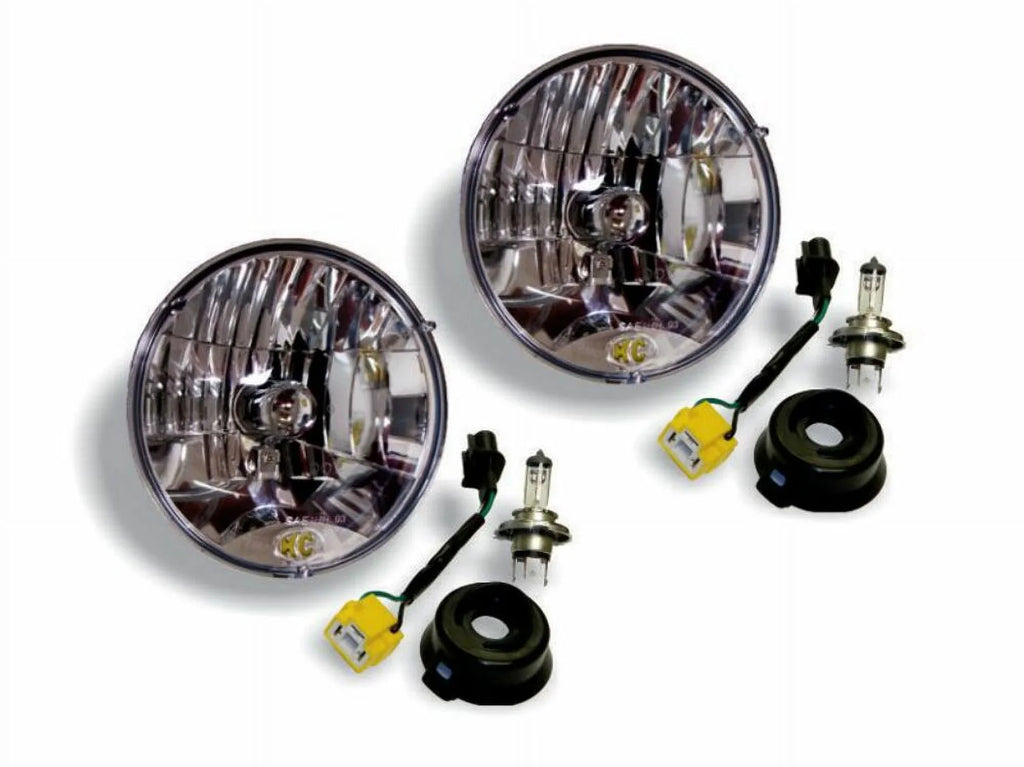 KC HiLiTESize 42302 H4 Headlight Conversion Kit for Jeep JK, chrome, size:- 7 inches diameter