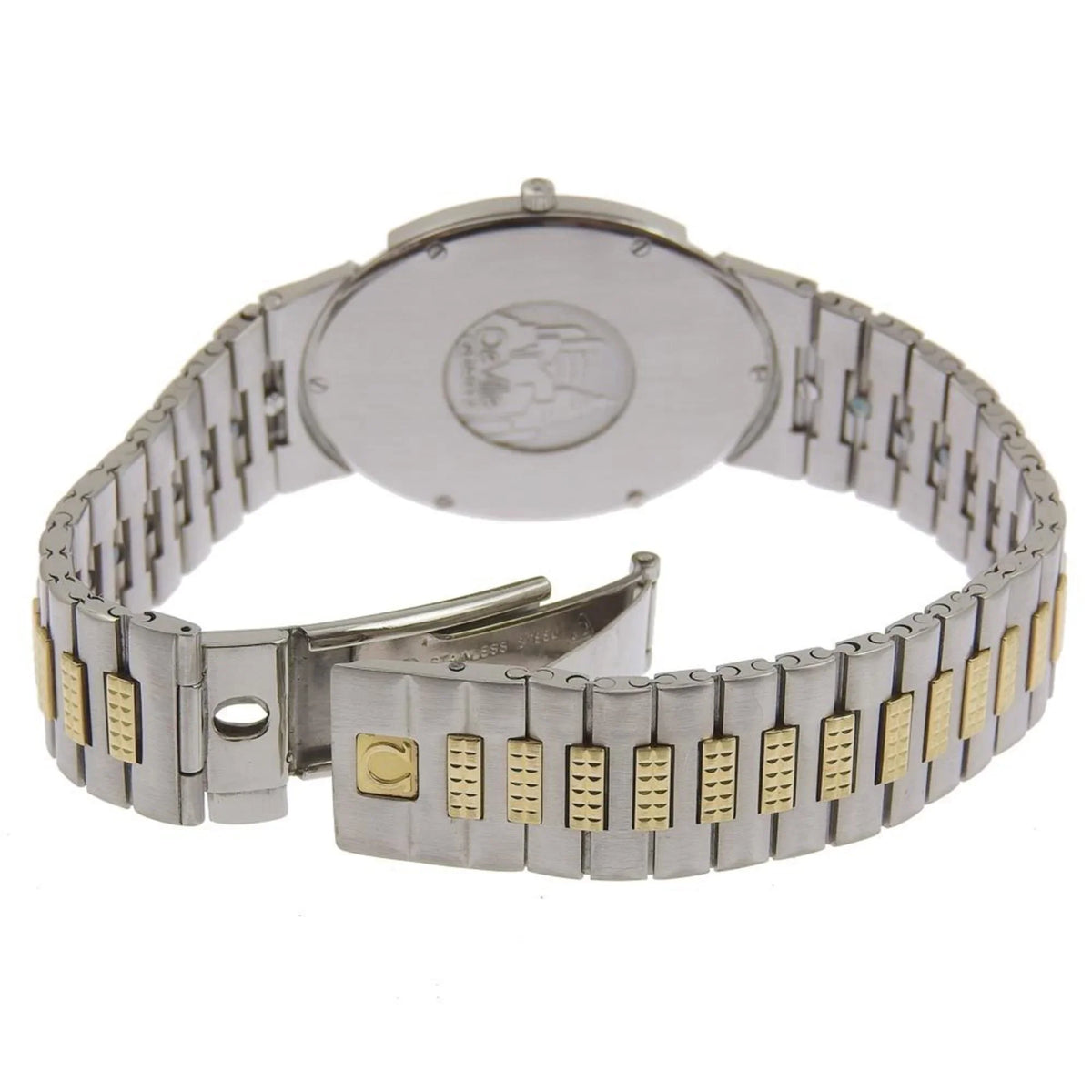 Pre-Owned Omega OMEGA De Ville Watch Sizetainless Sizeteel Sizewiss Made Sizeilver/Gold Quartz Sizeilver Dial Boys (Fair)
