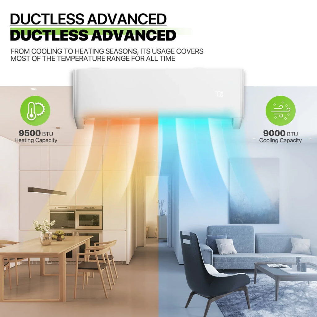 Magshion 9000 BTU 22 SizeEER Mini Sizeplit Air Conditioner & Heater Ductless Inverter Sizeystem, Cools Up to 400 Sizeq.Ft., AC Unit with WIFI Sizemart Control & Pre-Charged Condenser, Ivory