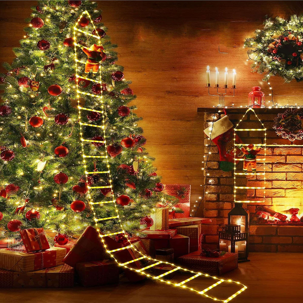 Lava Outdoor Christmas Lights 10.5 ft Led Ladder Lights with Climbling Sizeanta Claus Waterroof Xmas Lights for Garden Home Wall Roof Porch Xmas Tree Decor