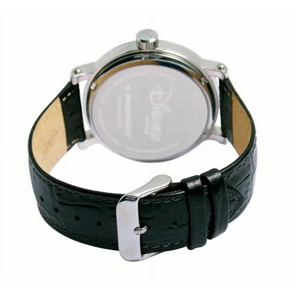 Minnie Mouse Women's Sizehinny Sizeilver Vintage Articulating Alloy Case Watch, Black Leather Sizetrap