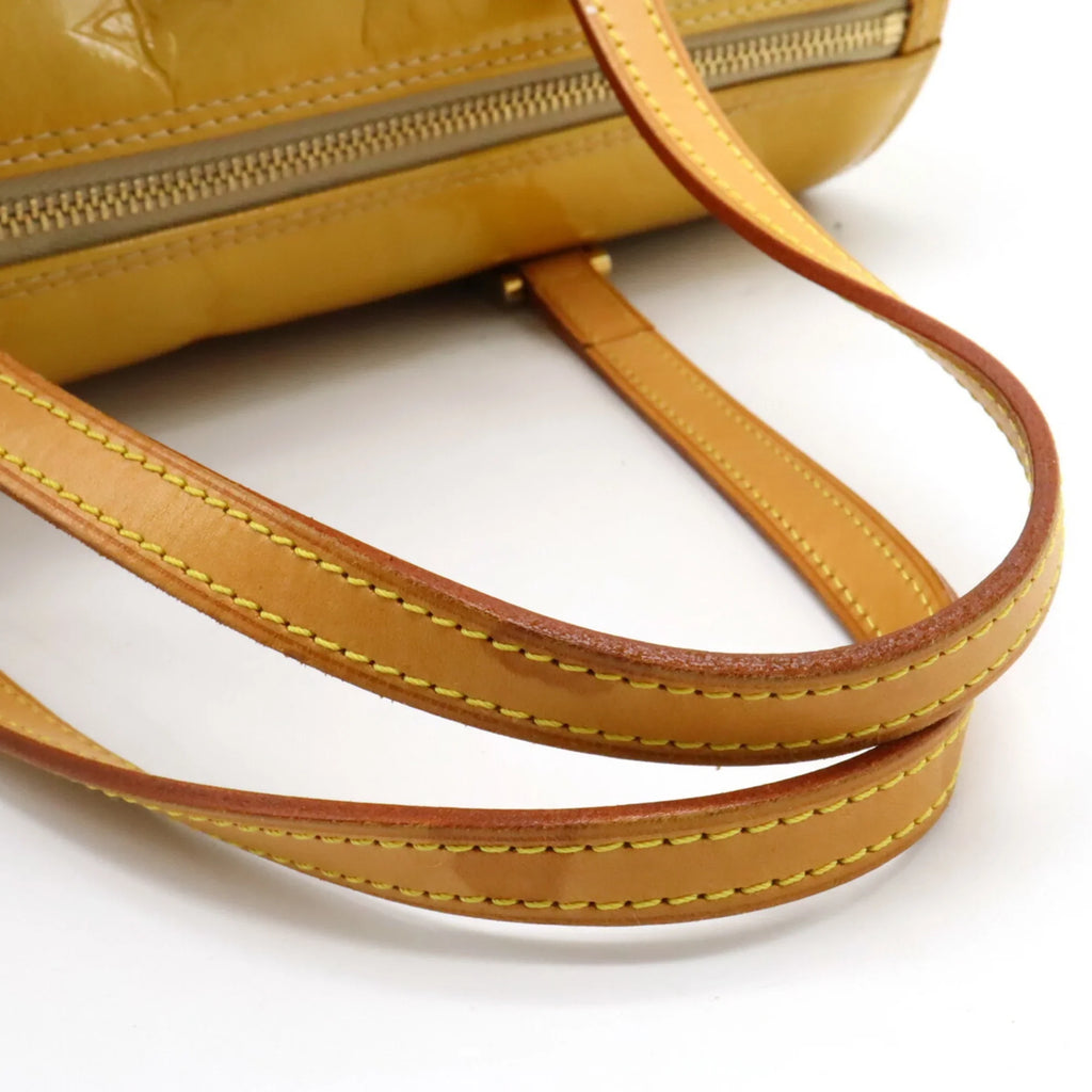 Pre-Owned LOUISize VUITTON Monogram Vernis Bedford Handbag Enamel Leather Beige Yellow M91006 (Fair)