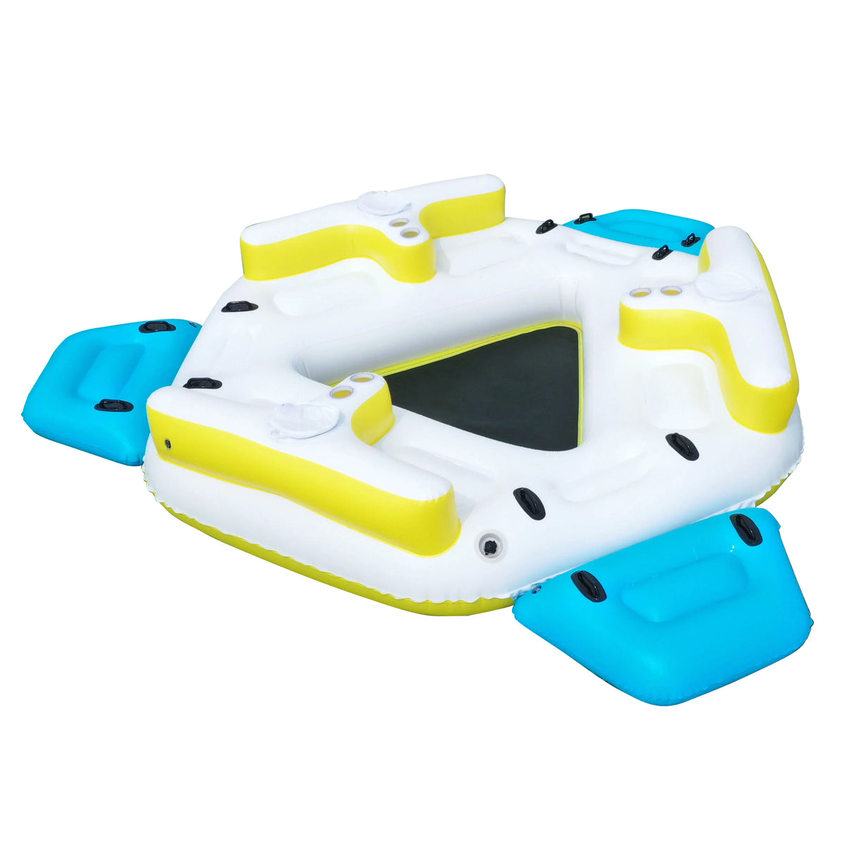ALEKO IFI6P Inflatable Floating Island Rest Raft with Cup Holders and Coolers - 6 Person