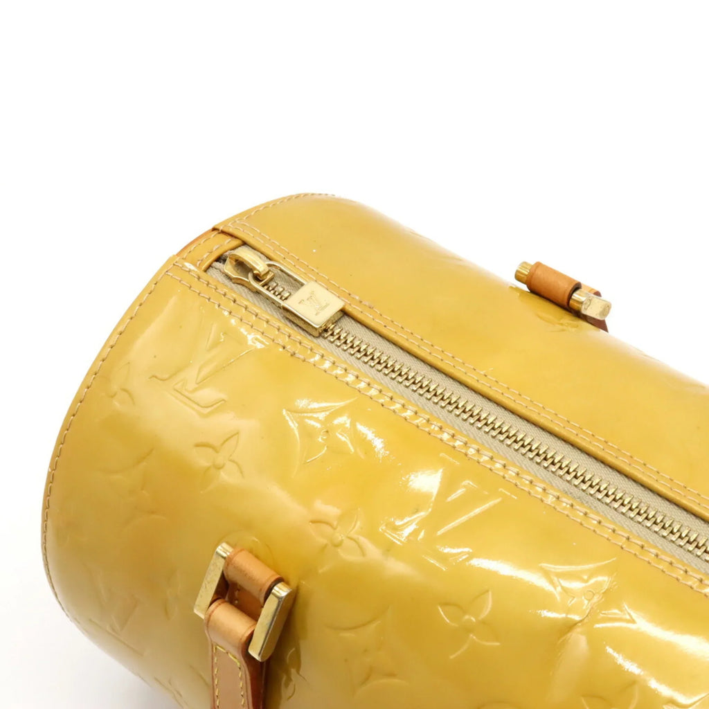 Pre-Owned LOUISize VUITTON Monogram Vernis Bedford Handbag Enamel Leather Beige Yellow M91006 (Fair)