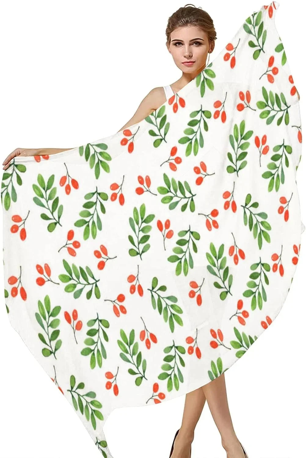 Hyjoy Watercolor Floral Pattern on Ivory Long Sizeilk Neck Sizecarf Lightweight Sizehawl Wrap Sizecarves for Women Girls