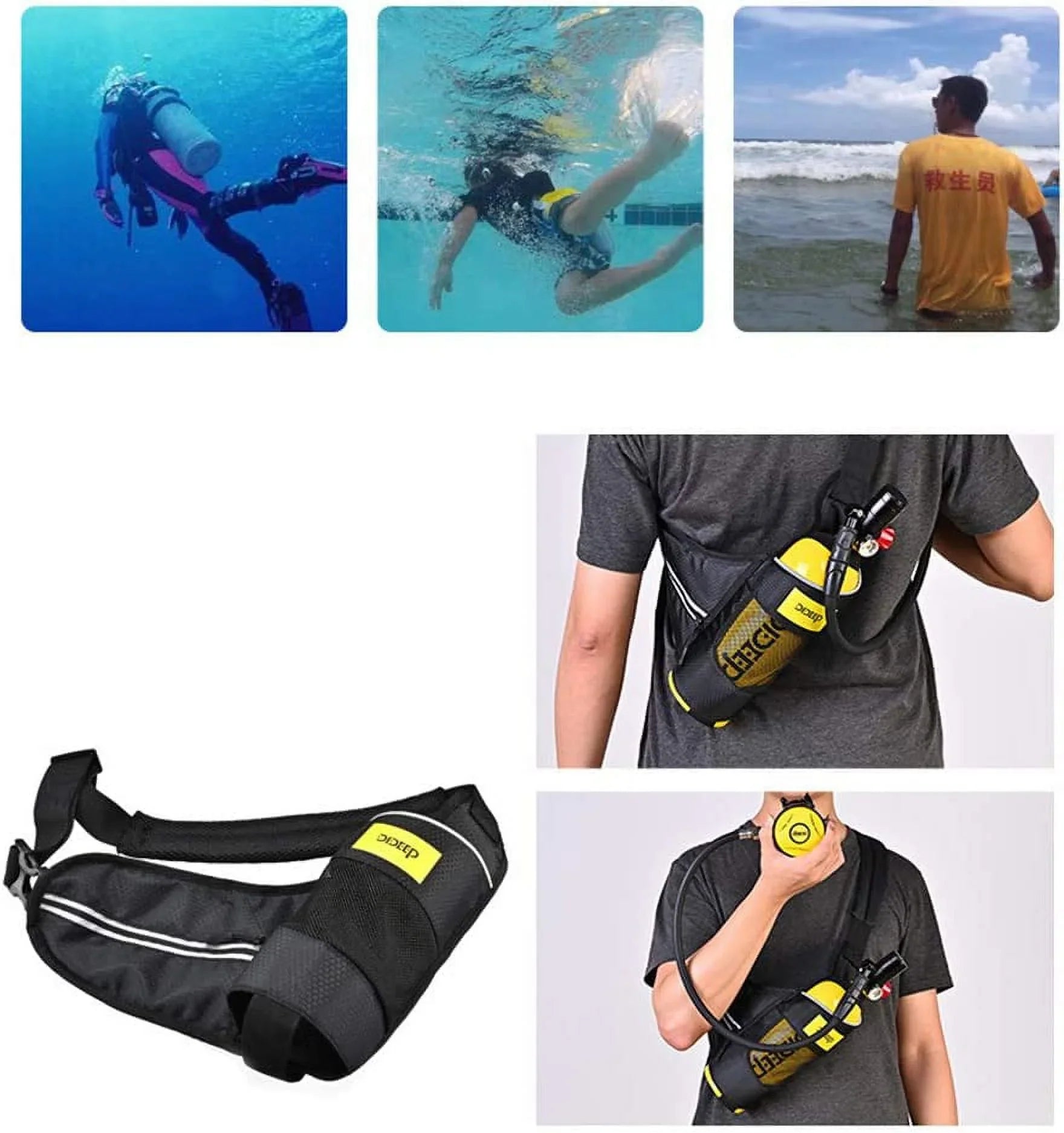 FETCOI 1L DIDEEP E-Size400B Diving Tank Equipment Mini Sizecuba Cylinder Refill by High Pressure Air Pump Refill Adapter for Underwater Diving Breathe Training