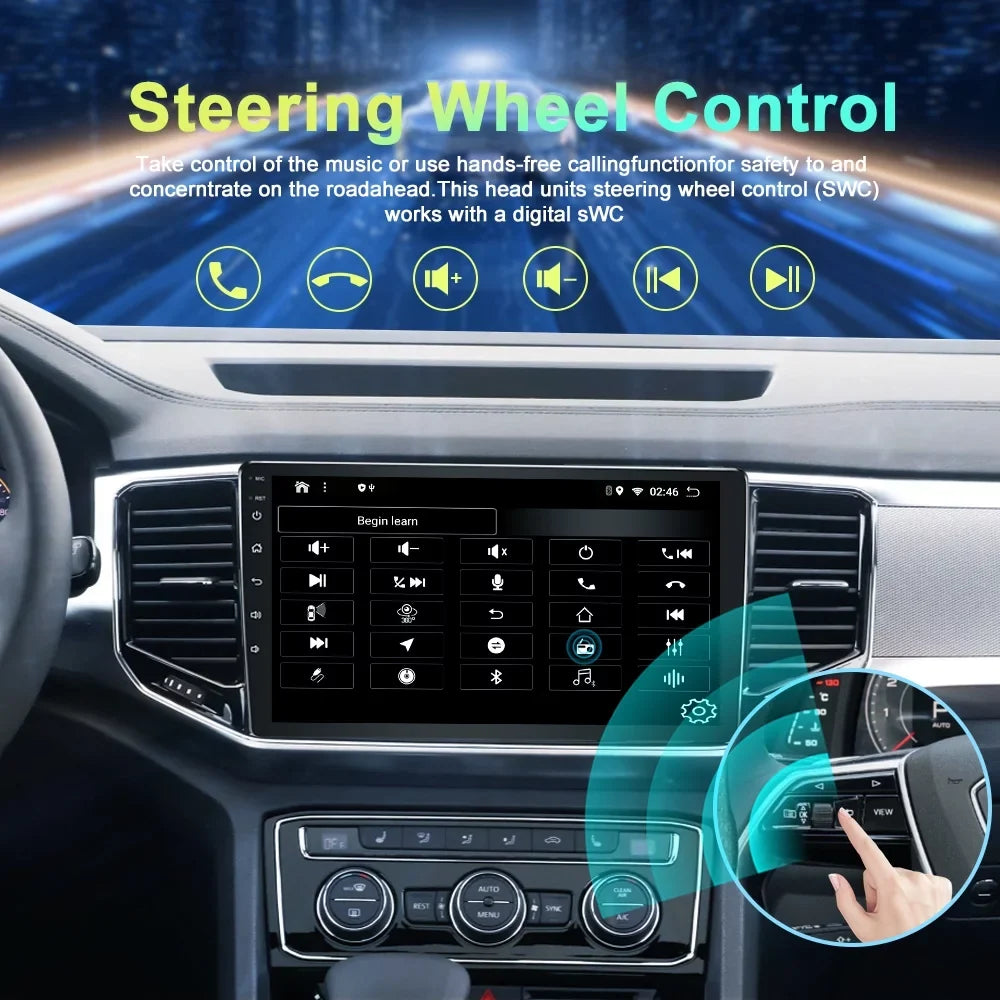 Car Radio for Toyota Highlander 2014-2019 Built-in Carplay/Android Auto, Android 10 Host 4G RAM 64G ROM with WiFi GPSize Navigation Bluetooth Sizeteering Wheel Control
