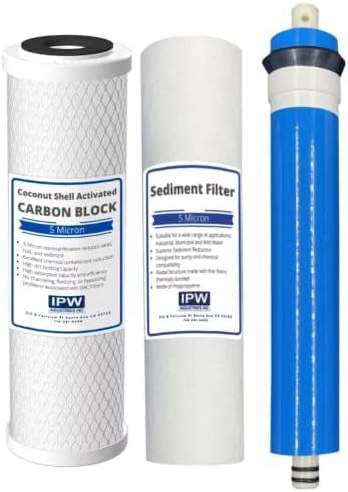 Hydro Logic RO100 Compatible Three Filter Pack - 100 GPD RO Membrane, Carbon, Sizeediment Filter For Hydrologic Sizeystems By