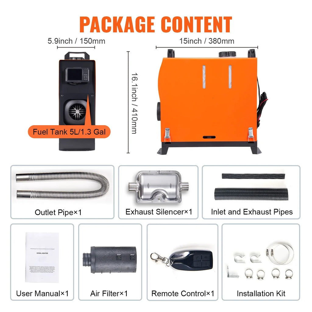 BENTISizeM 8 KW Diesel Air Heater, Bluetooth App Control All-on-one Diesel Heater with Automatic Altitude Adjustment, Remote Control and LCD, Portable Parking Heater for Home RV Trailer Camper Van Boat