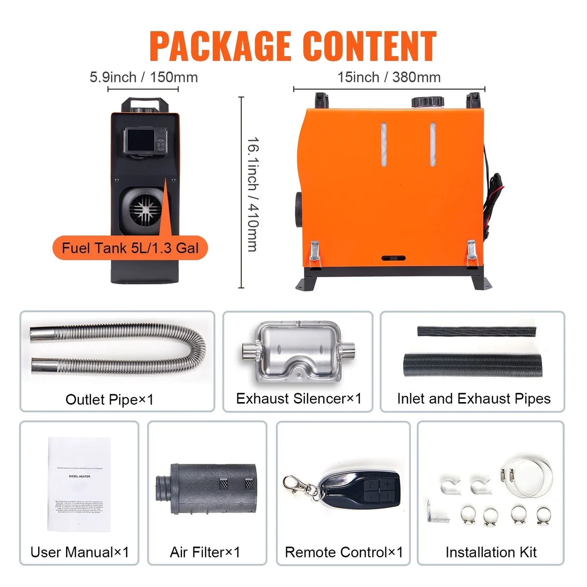 BENTISizeM 8 KW Diesel Air Heater, Bluetooth App Control All-on-one Diesel Heater with Automatic Altitude Adjustment, Remote Control and LCD, Portable Parking Heater for Home RV Trailer Camper Van Boat