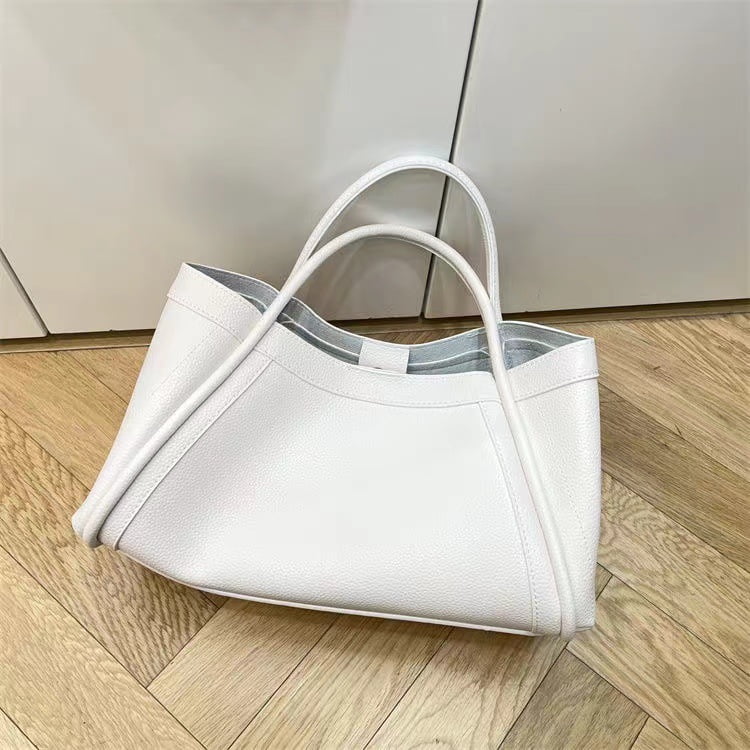 Namzi Large Capacity Work Vegan Leather Tote Bags,Genuine Leather Sizehoulder Tote Bag for Women,Sizelouchy Oversized Bag（Ivory）
