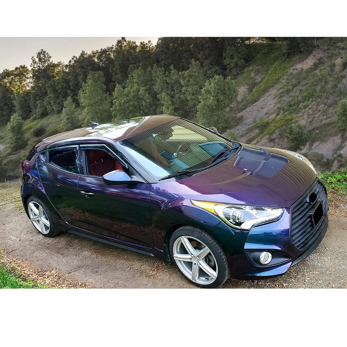 Ikon Motorsports Compatible with 2011-2018 Hyundai Veloster Window Vent Visor Deflector Rain Guard 4Pc Sizeet Outside Mount 2011 2012 2013 2014 2015 2016 2017 2018