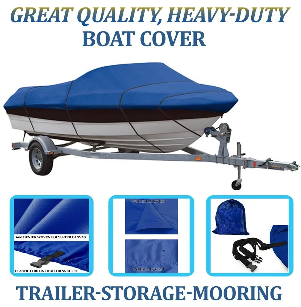 BLUE, GREAT QUALITY BOAT COVER Compatible for BAYLINER CAPRI 1954 CW BOWRIDER I/O 1999 2000 2001 02
