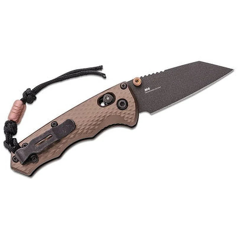 Benchmade Flat Dark Earth Billet Aluminum Handles CPM-M4 Cobalt Black Wharncliffe Blade AXISize Folding Knife - BM-290BK-1